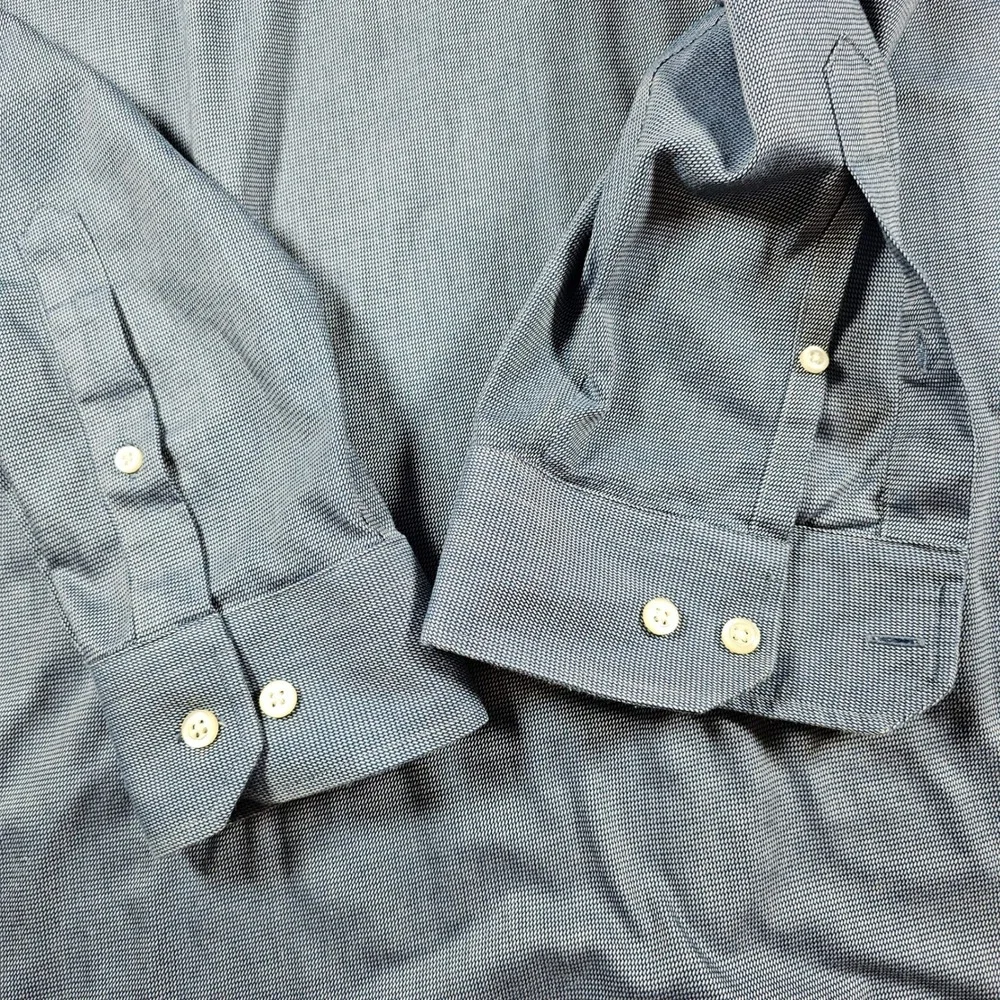 Banana Republic Mens XL Blue No-Iron Tailored Slim Fit Micro Pattern Dress Shirt